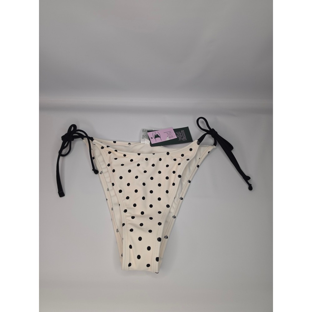 Wild Fable Polka Dot Side-Tie Bikini Bottom White/Black Medium NWT